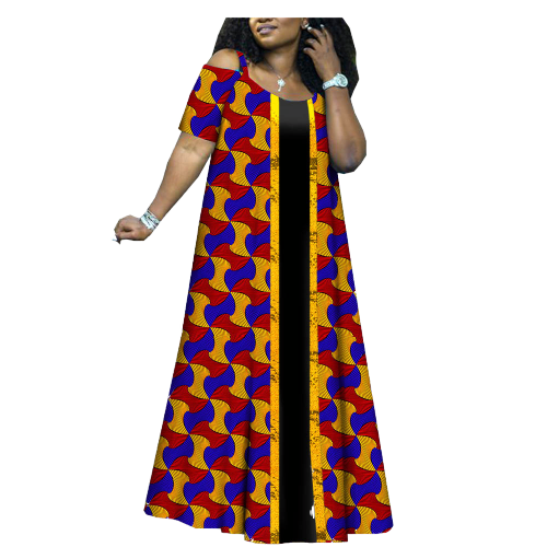Robe Longue Imprimée Africaine Tropicale Ethnique Fleurie Femme 100% Coton Wax - Angel Effect Shop