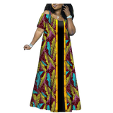Robe Longue Imprimée Africaine Tropicale Ethnique Fleurie Femme 100% Coton Wax - Angel Effect Shop