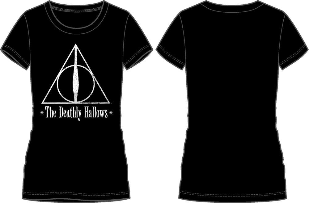 Harry Potter The Deathly Hallows Logo Women's Black T-Shirt - Angel Effect Shop