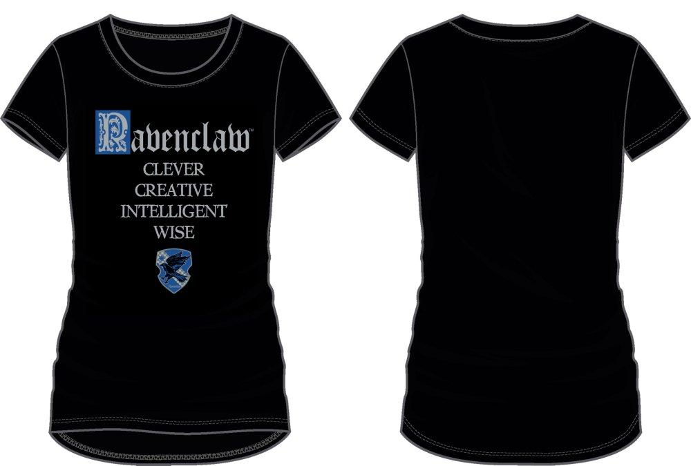 Harry Potter House of Ravenclaw Crest & Characteristics Clever Creative Intelligent Wise Women's Black T-Shirt - Angel Effect Shop