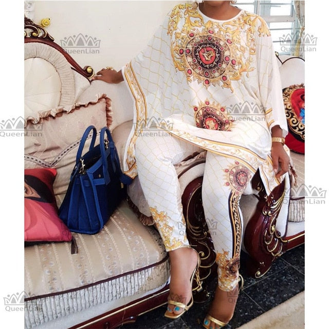 Costume Femme Imprimé Mode Fashion Boubou Africain Haut et Pantalon - Angel Effect Shop